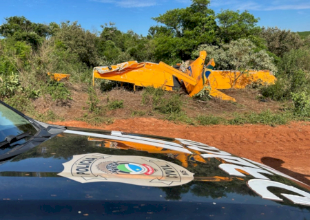 Avião agrícola caiu a 200 metros da pista, durante voo de reconhecimento