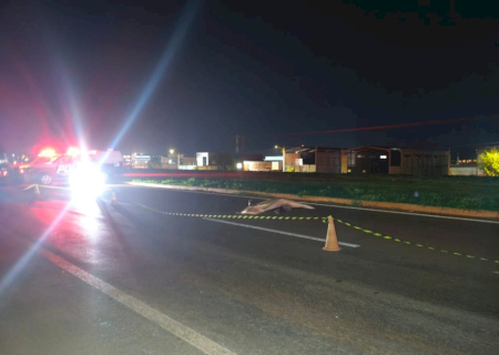 Pedestre morre atropelado por caminhão carregado com frangos ao tentar atravessar a MS-156