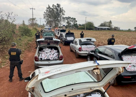 DOF localiza entreposto do crime e apreende 17 veículos carregados com contrabando