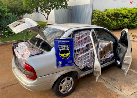 Polícia apreende 1.400 pacotes de cigarros contrabandeados após fuga na MS-145