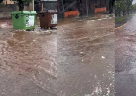 E o sol? Chuva traz de alagamento até granizo em São Gabriel do Oeste (vídeo)